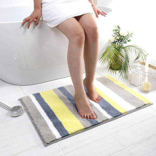 Χαλί μπάνιου Cordural Stripes, εξαιρετικά απορροφητικό από μικροΐνες για το μπάνιο σας 1