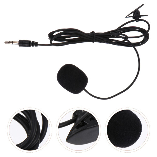 5Pièces Microphone Lavalier Noir PVC Compact Pour Streaming Téléphone 2