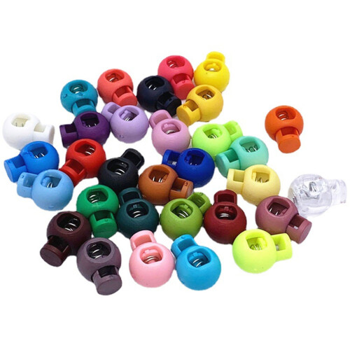 100Pcs Plastic Cord Locks Single Hole Spring-Random Color 1