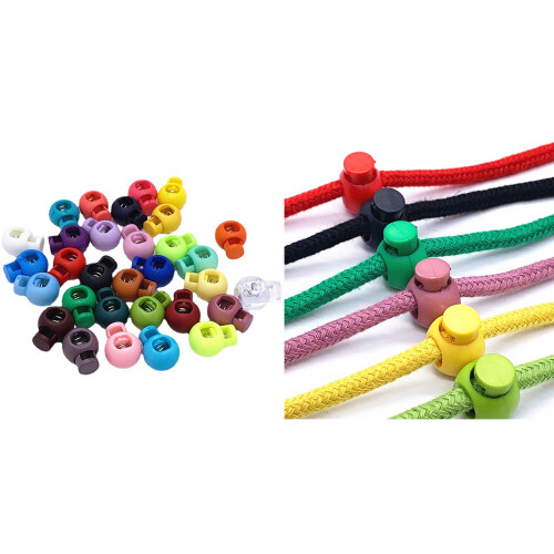 100Pcs Plastic Cord Locks Single Hole Spring-Random Color 2