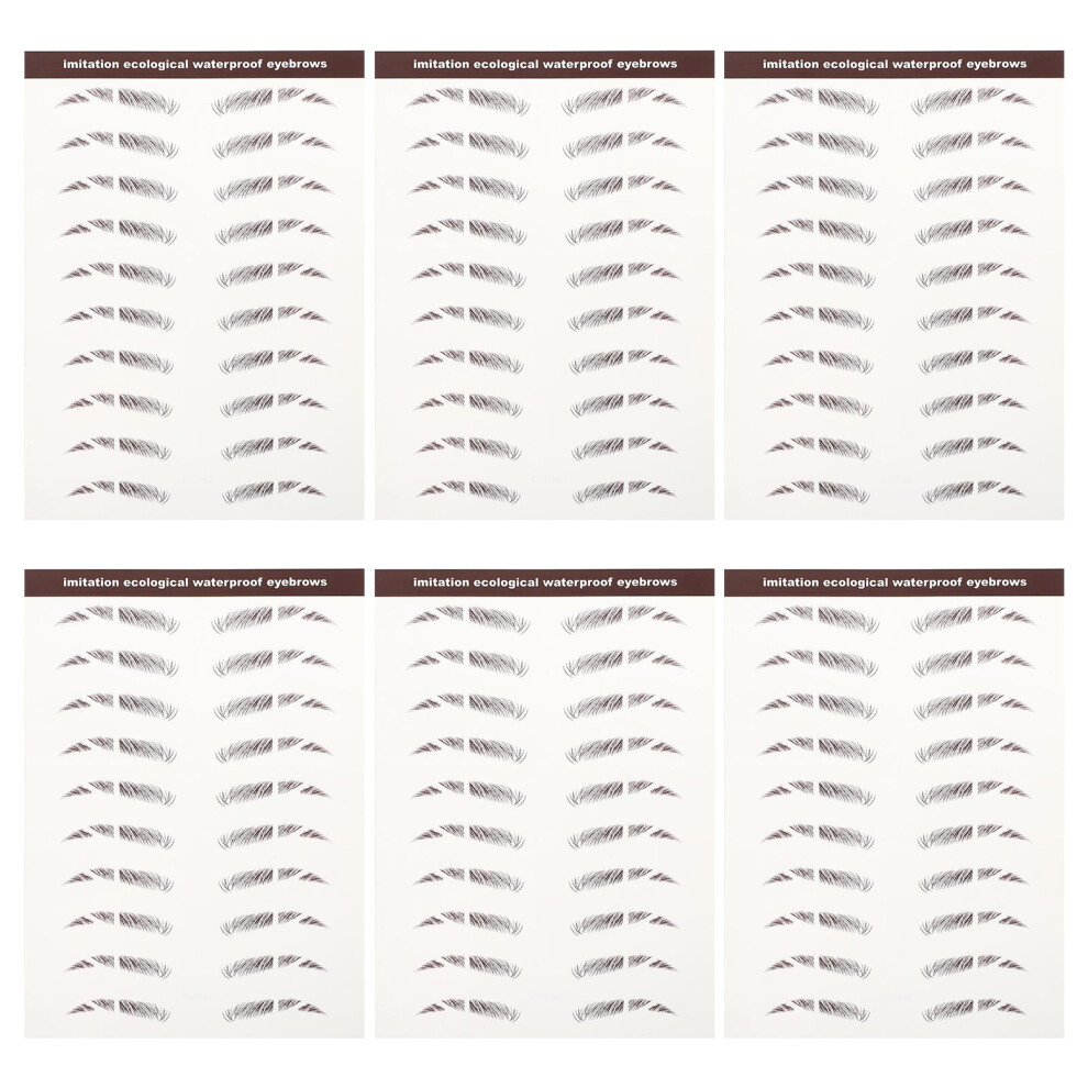 Ohphcall 6Pcs Hair Like Eyebrows Makeup Eyebrow Sticker Lasting Eyebrow Sticker