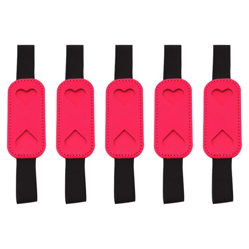 5Pcs Einstellbare Gummiband Stift Fall Mehrzweck Leder-Rosenrot