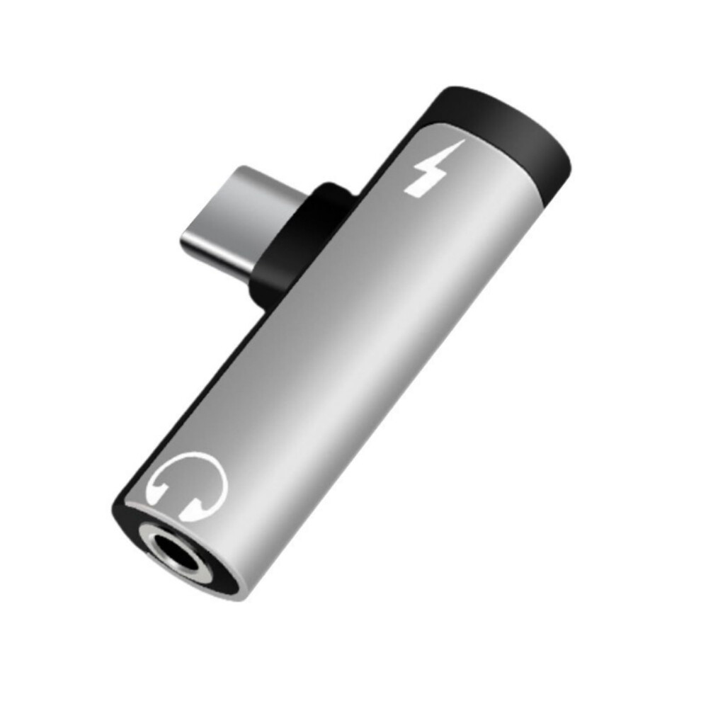 Double Function Type 3.5Mm Audio Adapter For Smartphones, Aluminum Alloy, Charging Port, Usb Earphones, Silver 9001264168285