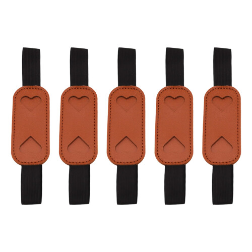 5Pcs Einstellbare Gummiband Stift Fall Mehrzweck Leder-braun