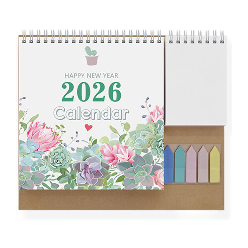 2026 Tischkalender mit Doppelspulenbindung, 12-K03 fleischig