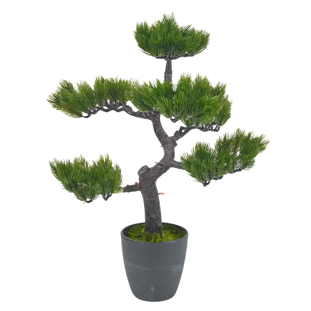 Urbnliving Green/Black (Pine) 49Cm Artificial Bonsai Tree Plant In Pot Realistic Office Desk Gift