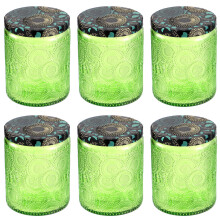 6Pcs Green Glass Candle Jars for Storage DIY Aromatherapy Candle Cups