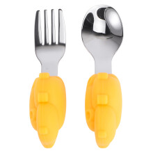 1Ensemble Bébé Acier Inoxydable Silicone Orange