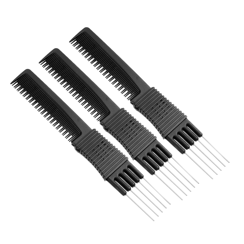 Iplusmile 3Pcs Black Plastic Hair Combs Rat-Tail Design For Salon And Home