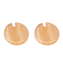 2Pcs Bamboo Lid and Coaster Light Yellow Cover for Mugs
