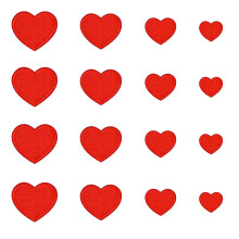 24Pz Applique Ricamate A Forma Cuore Rosse Per Patch