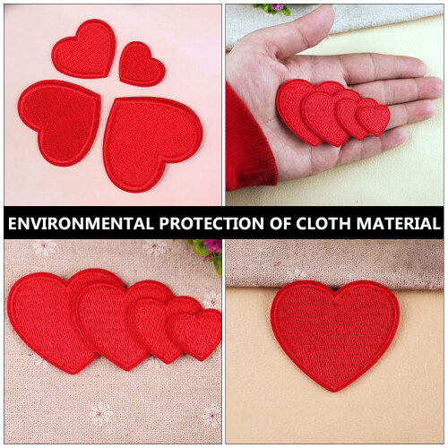 24Pz Applique Ricamate A Forma Cuore Rosse Per Patch 1