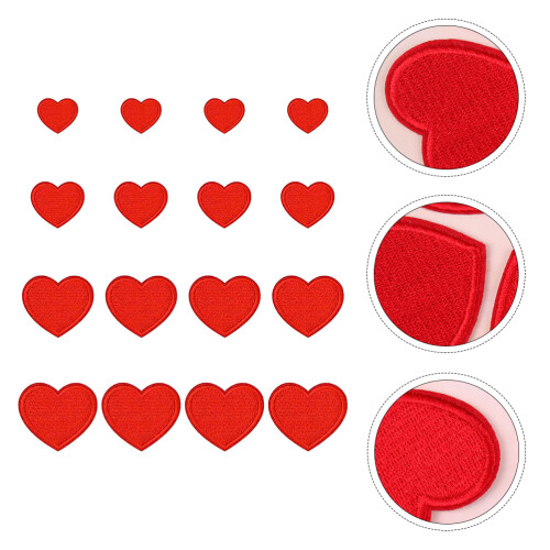 24Pz Applique Ricamate A Forma Cuore Rosse Per Patch 2