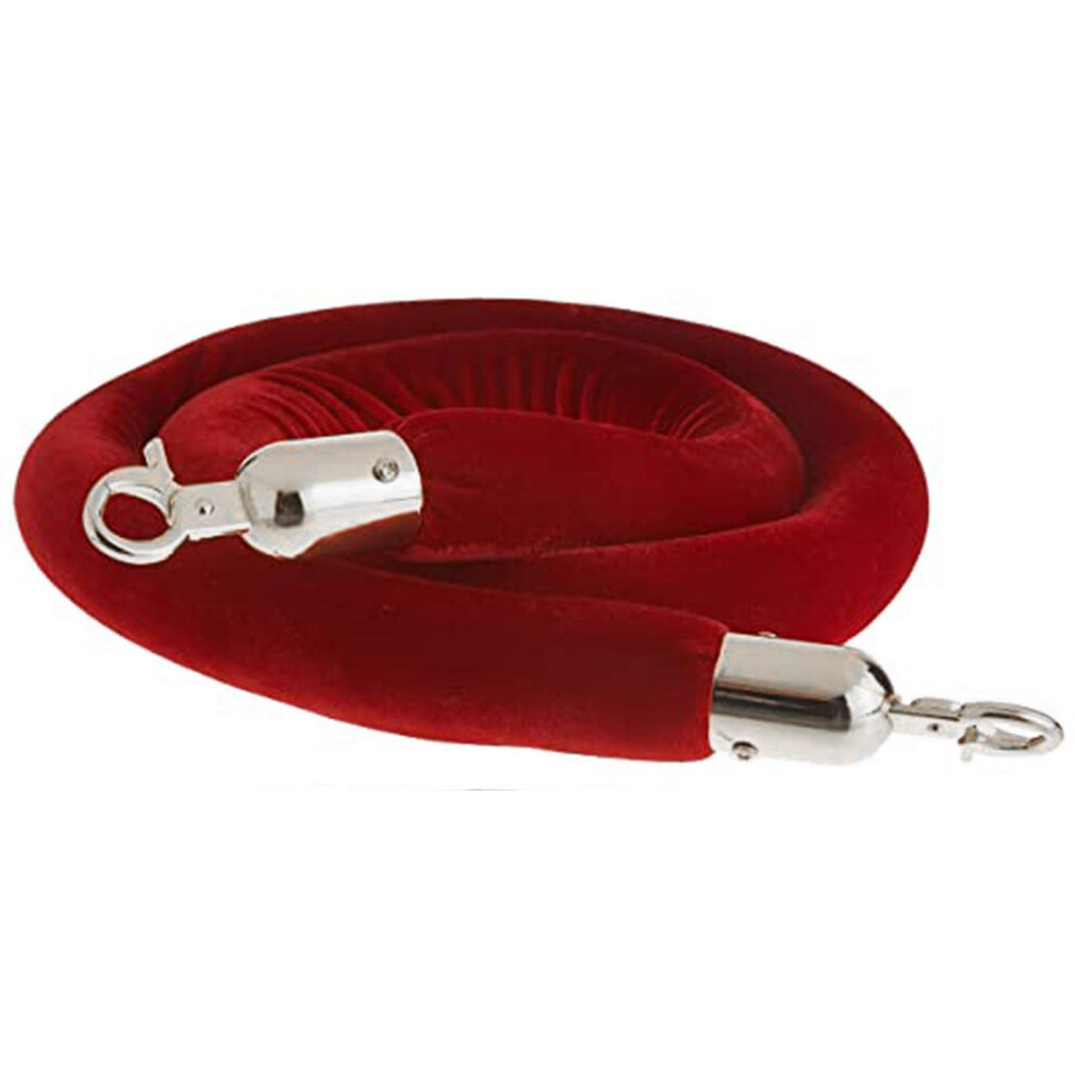 Barrier Rope For Queues, Red Velvet Rope As Queue Divider (Red Silver) Ref: 4198 9105992543380