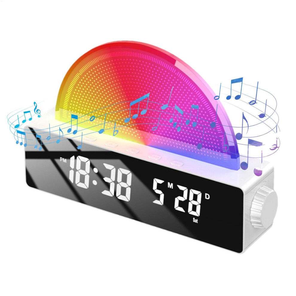 Sunlight Alarm Clock, 'S Sunrise Speaker Alarm Clock, Multicoloured, White
