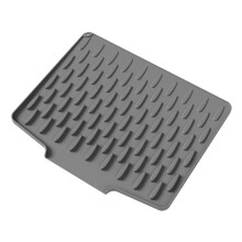 Heat Resistant Kitchen Drying Mat With Sloped Design-Gray