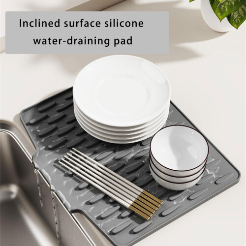 Heat Resistant Kitchen Drying Mat With Sloped Design-Gray 1