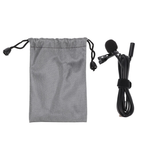 USB-C Lavalier Microphone Black with Cloth Bag for Phone