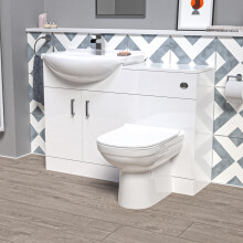 Nes Home 1150mm White Freestanding Vanity Unit With Basin. WC Unit & BTW Toilet