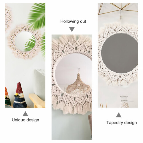 Wall Hanging Mirror Tapestry Decorative Simple Style Makeup Mirror 1