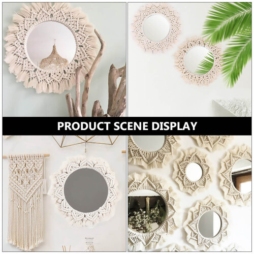 Wall Hanging Mirror Tapestry Decorative Simple Style Makeup Mirror 2