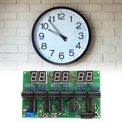 Educational Digital Clock Circuit Assembly Kit 6 Digit Precise 1