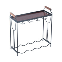 Contemporary Wine Glass Holders Storage Unit Metal Wood