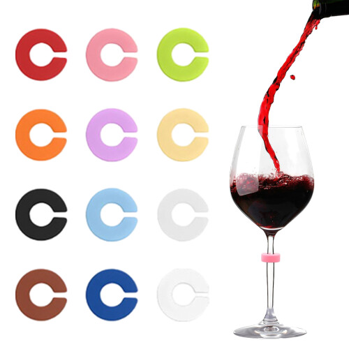 Silicone Wine Glass Markers Colorful Efficient-Circle logo ring