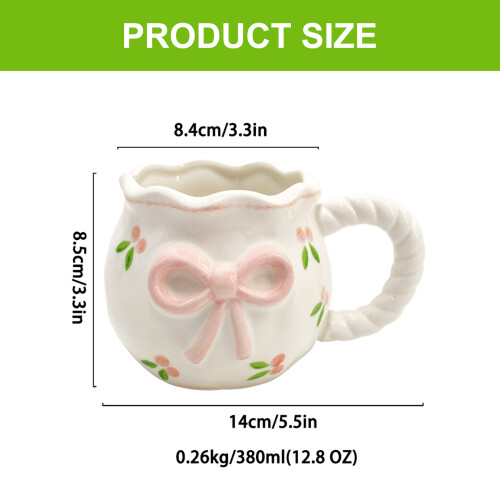 Delicate Ceramic Coffee Mug With Bows Portable Elegant-Model B 2