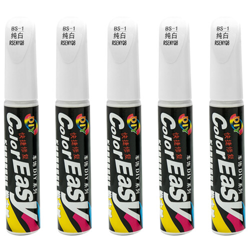 5Pz Penna Graffi Per Auto Bianca, Kit Portatile Per Vernice