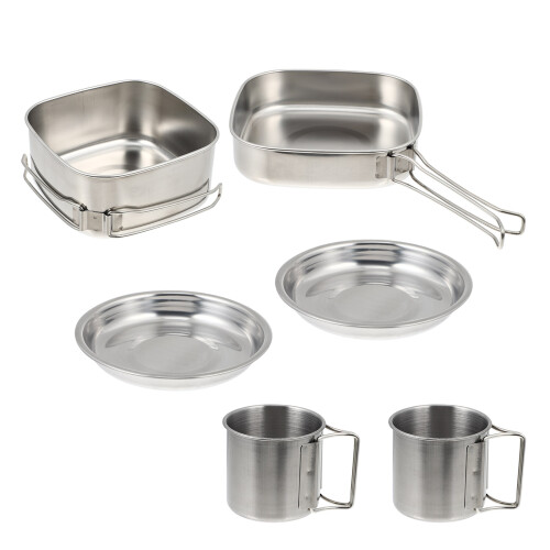 1 Set Stainless Steel Portable Camping Cookware Pot 2