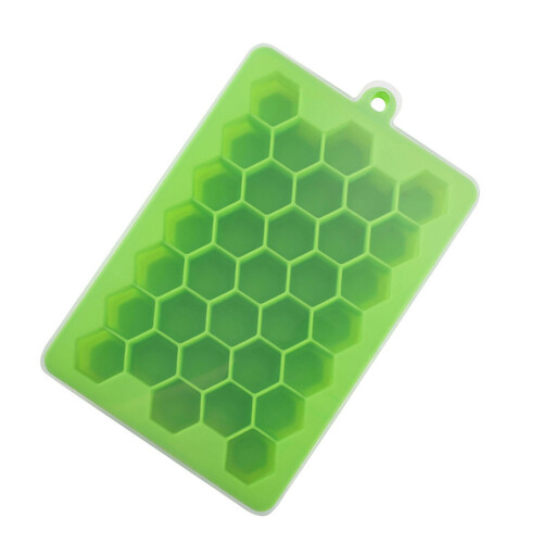 Easily Release Ices Cube Molds with Lid Flexible Silicone-Green