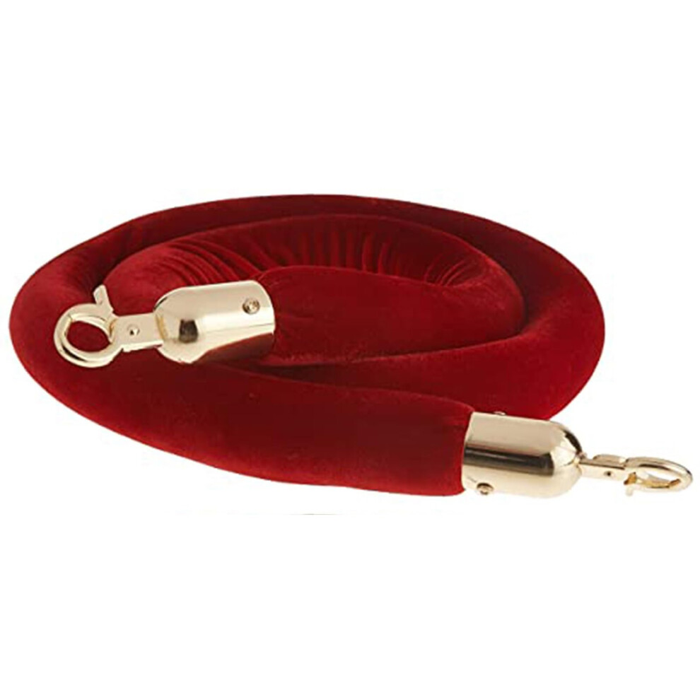 Barrier Rope For Queues, Red Velvet Rope As Queue Divider (Red Gold, 3.35M) 9105992543892