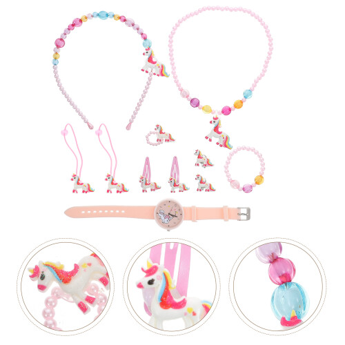 1Set Set Unicornio Bracciale Collana Rosa 1