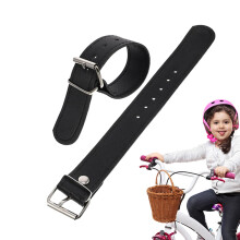 Cycle Basket Strap, Front Handlebar Basket Strap with Metal Buckle, Adjustable, 22x2cm Black