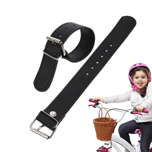 Cycle Basket Strap, Front Handlebar Basket Strap with Metal Buckle,  Adjustable, 22x2cm Black