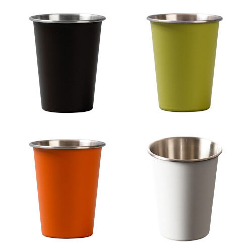 4pcs Stackable Camping Cup Stainless Steels Drinking-Orange 1