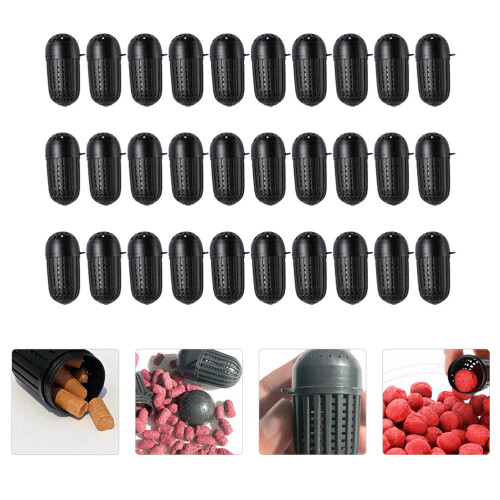 100Pcs Durable Plastic Bait Cage Fishing Feeder Hollow Baiting Device 2
