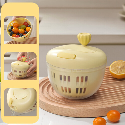 Large Capacity Salad Spinner Lettuce Washer &-Lemon yellow 2