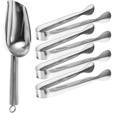 1Jgo Y Pinzas De Cocina Para Hielo Acero Inoxidable Plata