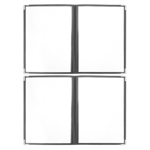 2Pz Menù PVC Nero Trasparente Porta Menù