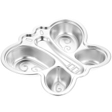 1Pc Stainless Steel Food Divided Plate Silver Durable Household Use