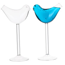 Birdie Glass Funny Cocktail Cup Cocktail Holder Clear Cups Iridescent x2