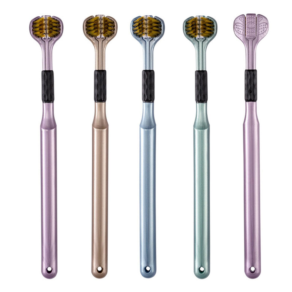 Threesided toothbrush for adults, soft bristles, ergonomic handle, sensory.
