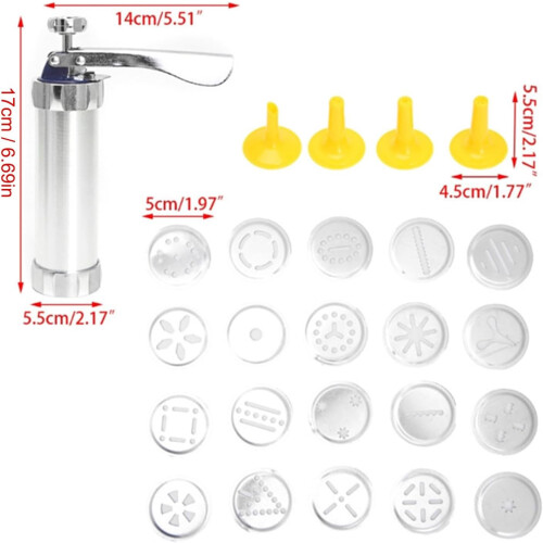 Cookie Press for Baking  Stainless Steel Kit with 20 Discs, 4 Nozzles 2