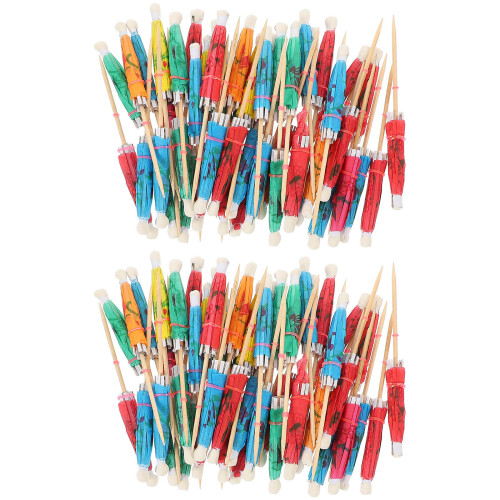 100Pz Stecchini Applicazioni Party Ombrello in E Bamboo