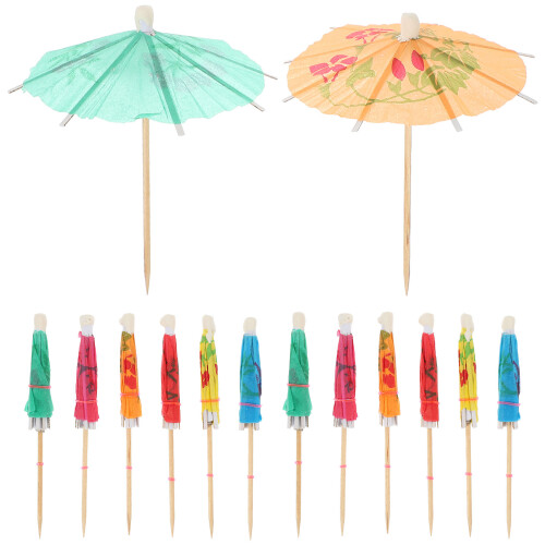 100Pz Stecchini Applicazioni Party Ombrello in E Bamboo 1
