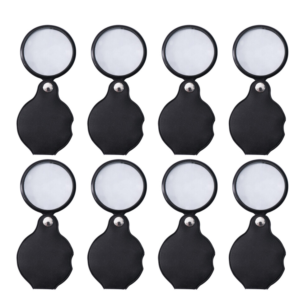 Vaguelly 8Pcs 5X Magnifying Glass Folding Loupe With Case For Reading Inspection