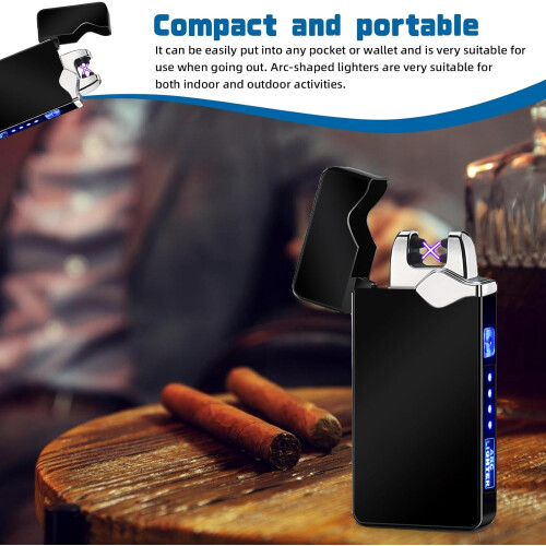 USB Electronic Lighter Pack Of 2, USB Rechargeable DualArc LED Lighter, Windproof Plasma Lighter 1