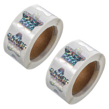 2 Rolls Star Stickers Self Adhesive Glitter Reward Labels For Awards